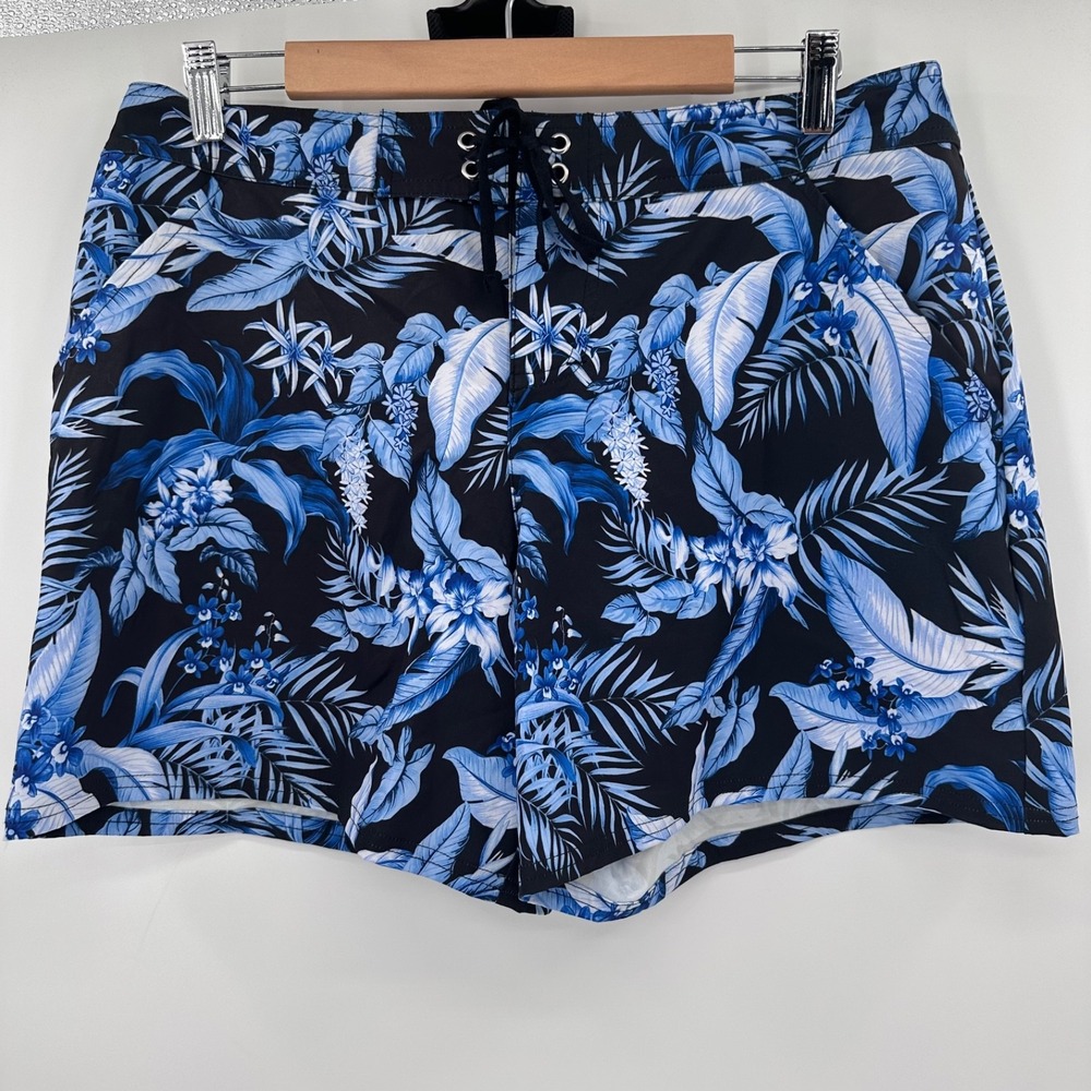 Tommy Bahama Men's Swim‎ Trunks Size Large Blue Floral (No Lining) Beach Island